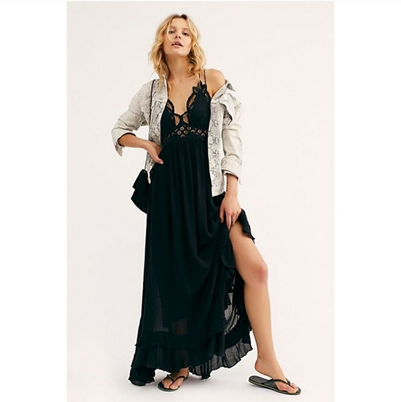 Free People Adela Slip maxi dress black size S - Picture 3 of 6
